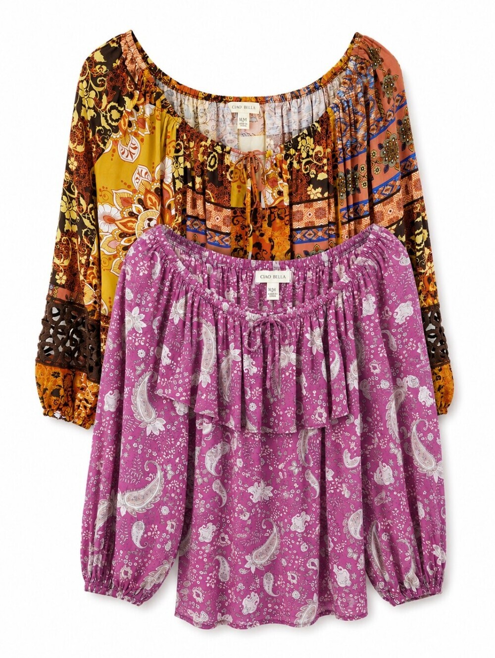 Cato Lot Of 2 Women's Bohemian Style Tops Sz 18/20W Lightweight Summer Festival
